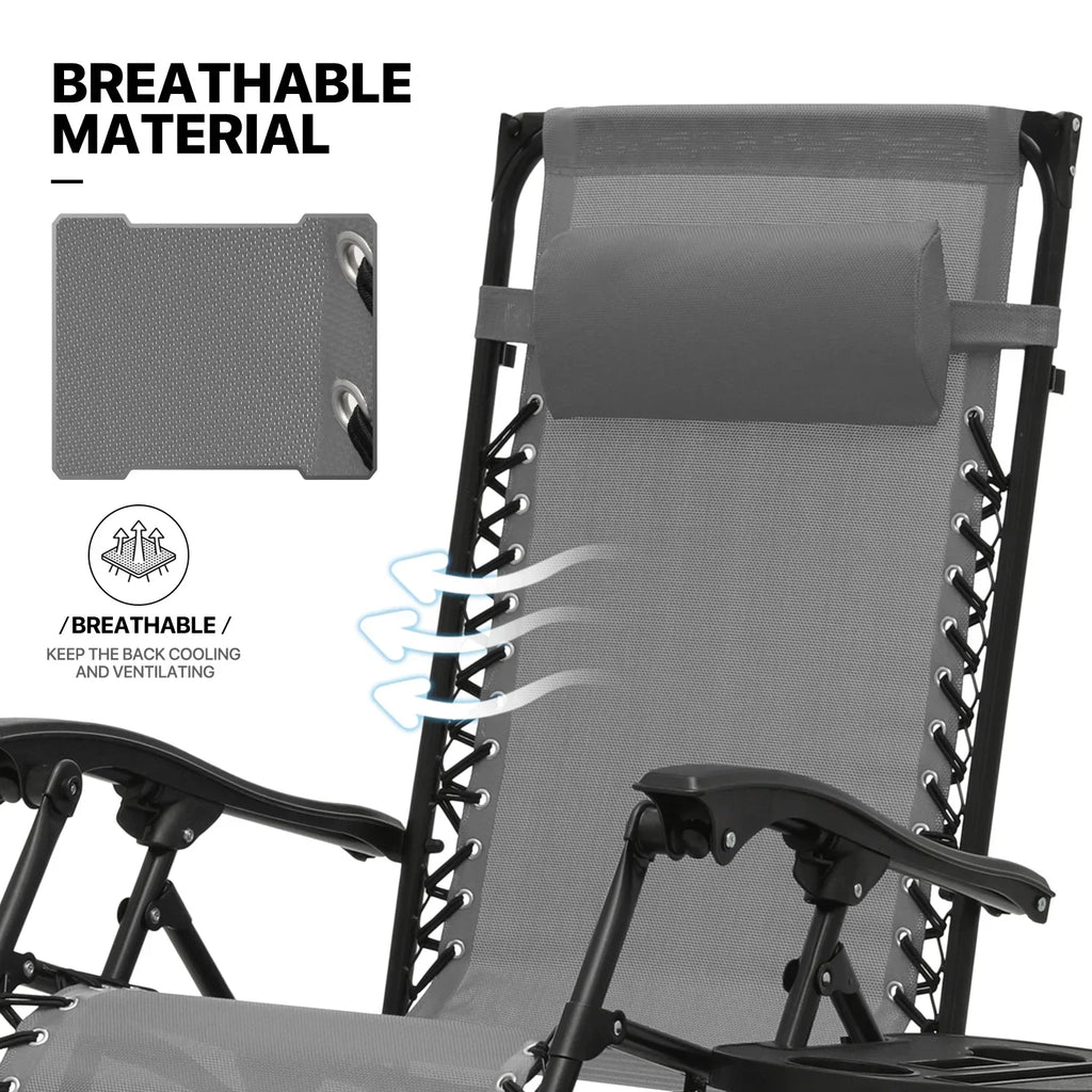 Nouveauté 2026 – Ensemble de 2 chaises MoNiBloom Zero Gravity , fauteuils de plage/terrasse pliables avec auvent et appui-tête, noirs