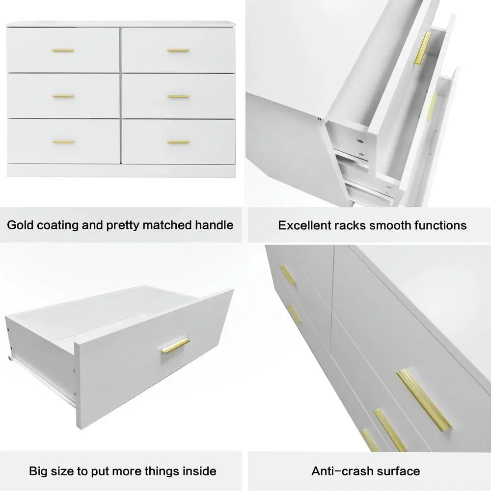 Nouveauté 2026 – Commode moderne Kadyn à 6 tiroirs, meuble en bois, commode pour chambre, meuble de rangement de cuisine avec tiroirs, commode (noire