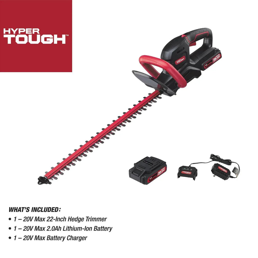 Nouveauté 2026 – Taille-haie sans fil à batterie Hyper Tough 20V Max 22 pouces, HT21-401-003-07