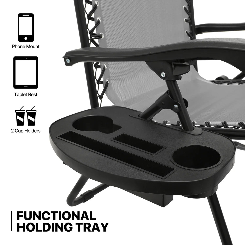 Nouveauté 2026 – Ensemble de 2 chaises MoNiBloom Zero Gravity , fauteuils de plage/terrasse pliables avec auvent et appui-tête, noirs