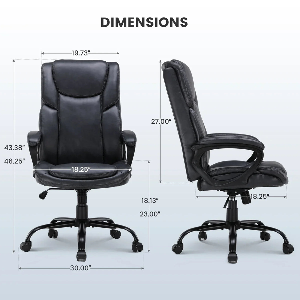 Nouveauté 2026 – Fauteuil de bureau ergonomique Mainstays Executive à dossier haut en cuir noir