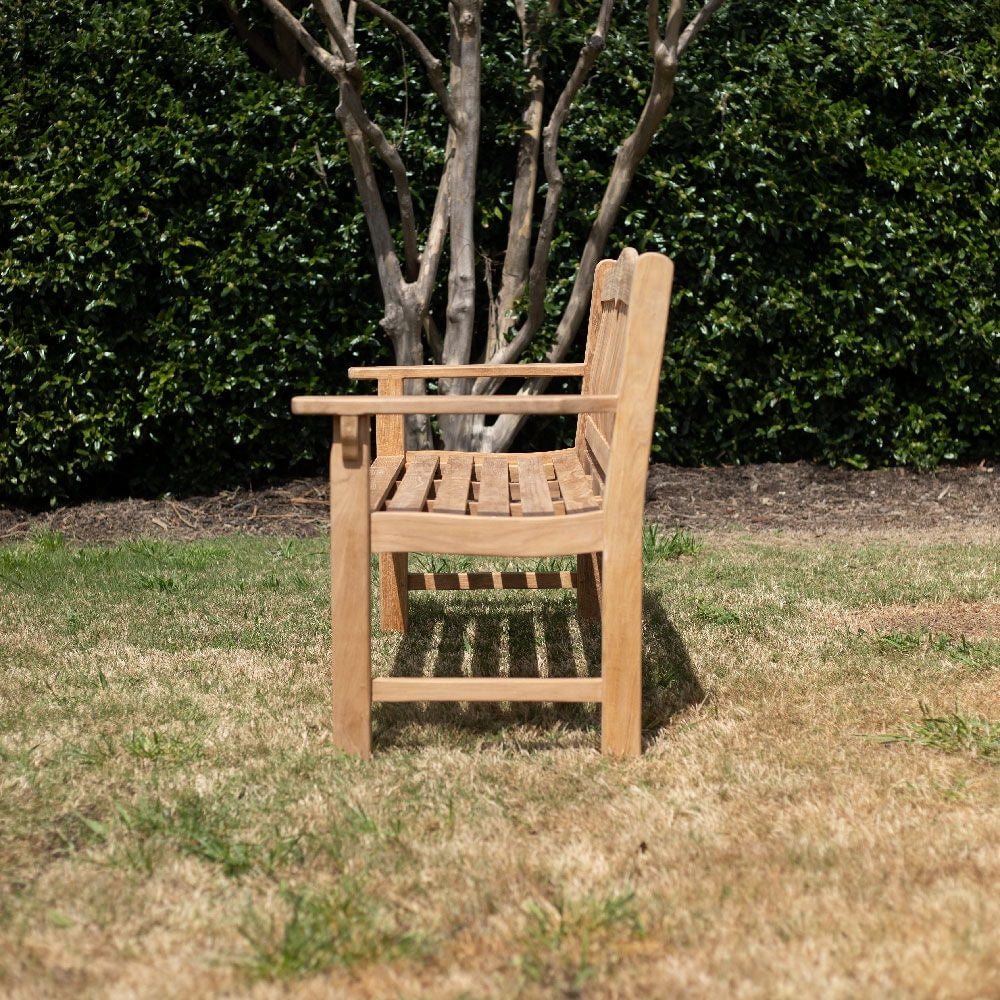 Nouveauté 2026 – Banc Ash & Ember Hawthorne en teck de qualité A de 53 pouces (135 cm), 2 places confortables pour 2 personnes, résistant aux intempéries, mobilier de patio intérieur/extérieur en bois massif avec lattes rapprochées, dossier incurvé e