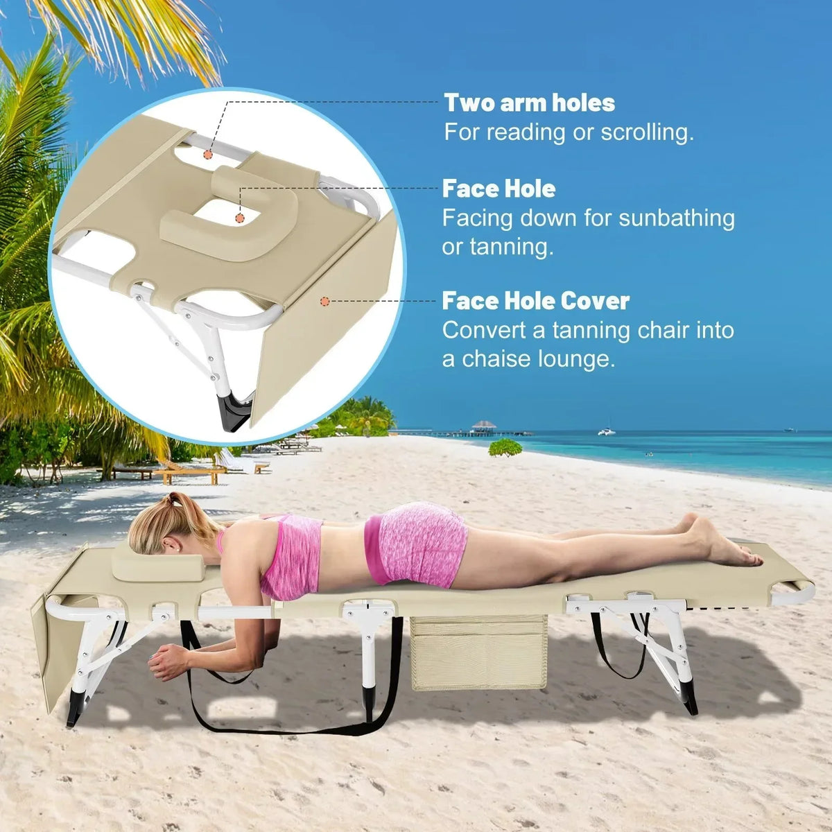 Nouveauté 2026 – Chaise longue MOPHOTO avec matelas, supportant jusqu'à 200 kg, lit de camp portable et robuste, réglable, idéal pour le camping, la piscine, la plage et la terrasse