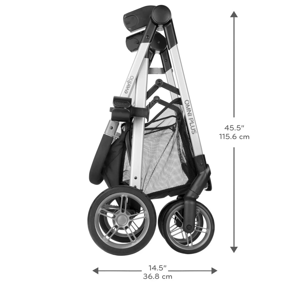Nouveauté 2026 – Système de voyage modulaire Evenflo Omni Plus avec siège auto pour bébé LiteMax Sport, gris Mylar, unisexe