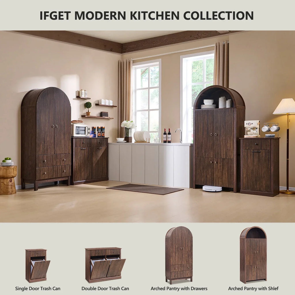 Nouveauté 2026 – Armoire de rangement de cuisine IFGET , 180 cm de haut, style arqué, avec étagères réglables, idéale pour la cuisine et la salle à manger