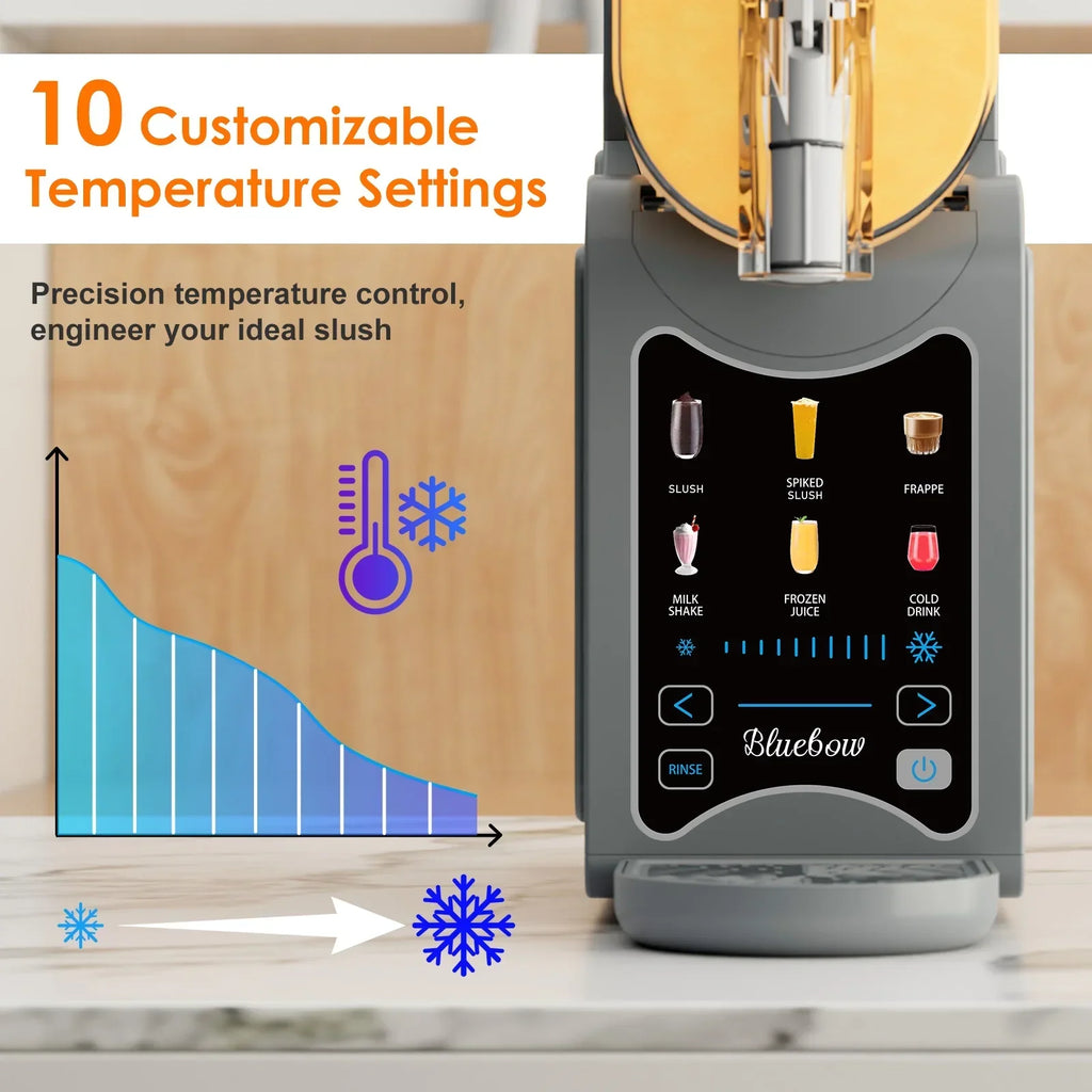 Nouveauté 2026 – Machine à granita Bluebow pour la maison, récipient de 2,5 L avec 6 programmes prédéfinis, sans glace, idéale pour les smoothies, frappés, milkshakes et autres boissons glacées