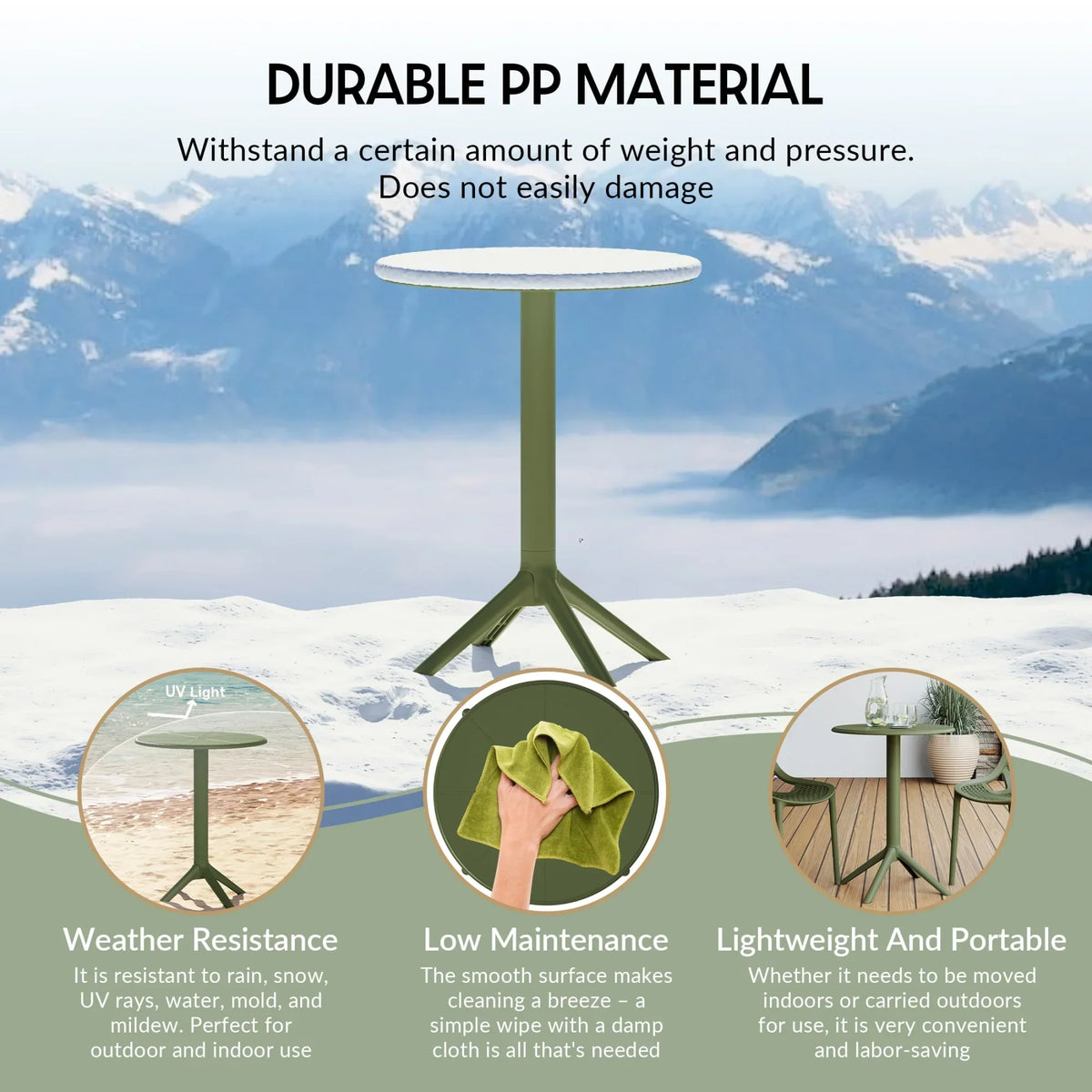 Nouveauté 2026 – Ensemble bistro de patio extérieur 3 pièces WestinTrends Playa en résine, vert olive, avec chaises d'appoint empilables