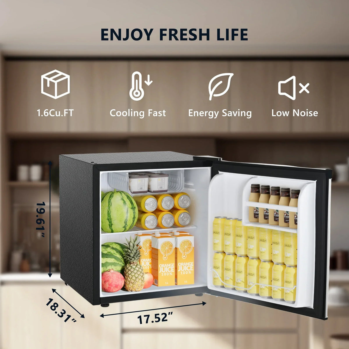 Nouveauté 2026 – Mini-réfrigérateur Simzlife , 1,6 pi³, avec congélateur, une porte, noir