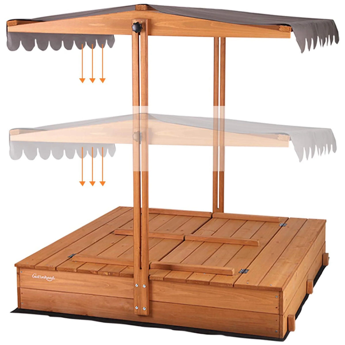 Nouveauté 2026 – Bac à sable extérieur Morgete 47'' pour enfants avec couvercle et banc, centre de jeux de sable en bois