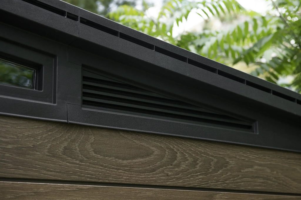 Nouveauté 2026 – Abri de jardin Keter Signature , 3,35 m x 2,13 m, en résine durable avec plancher renforcé et porte verrouillable, couleur noyer