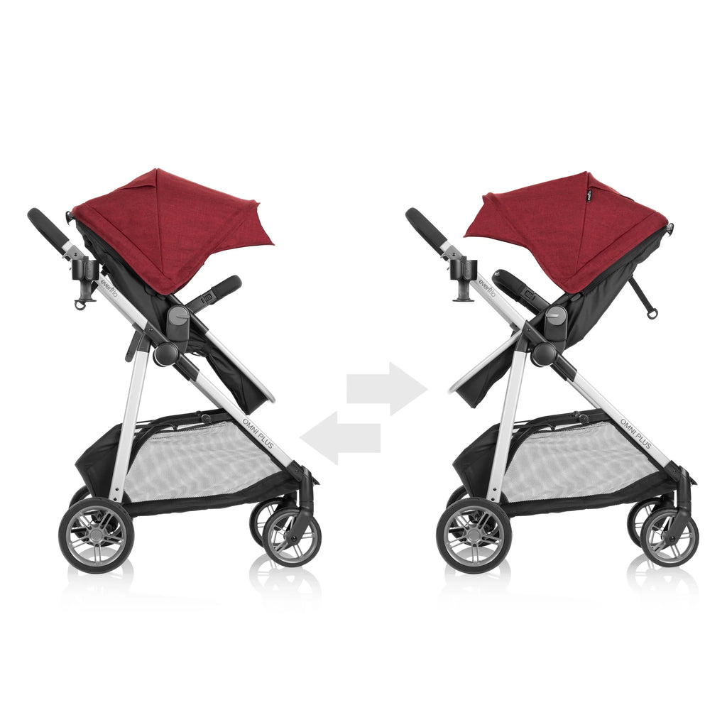Nouveauté 2026 – Système de voyage modulaire Evenflo Omni Plus avec siège auto pour bébé LiteMax Sport, gris Mylar, unisexe