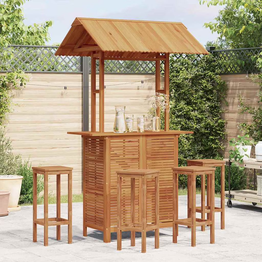 Nouveauté 2026 – Table de bar de patio vidaXL avec plateau en bois d'acacia massif, 113 x 106 x 217 cm