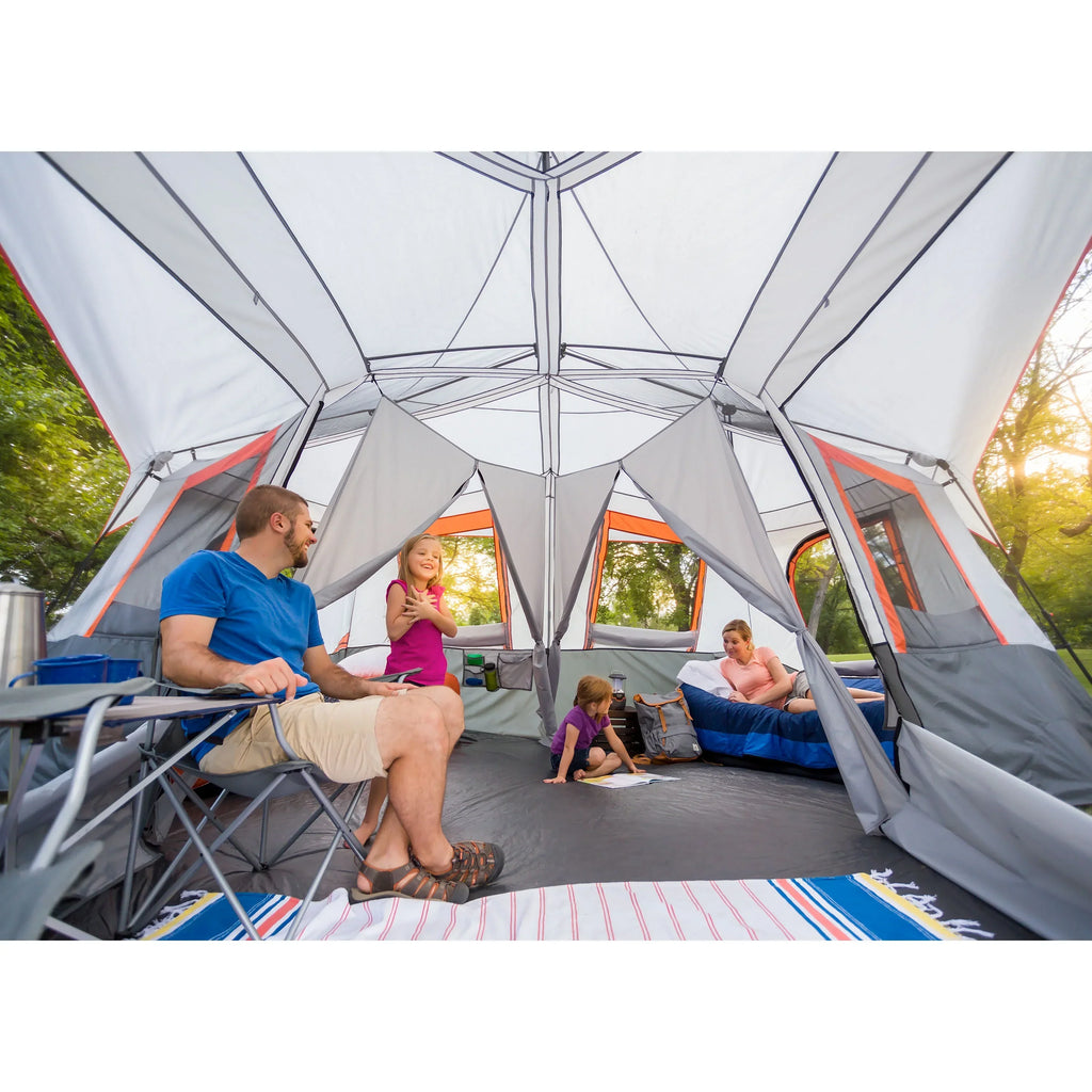 Nouveauté 2026 – Tente cabine instantanée Ozark Trail , 6,10 m x 5,49 m, 12 personnes, 3 pièces, avec moustiquaire, 25,6 kg