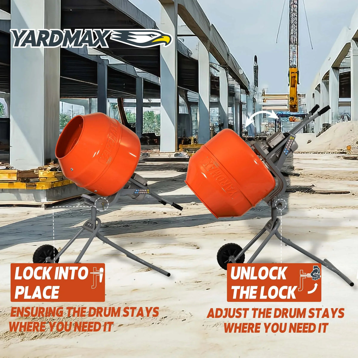 Nouveauté 2026 – Bétonnière YARDMAX YM0146 5,0 pi³