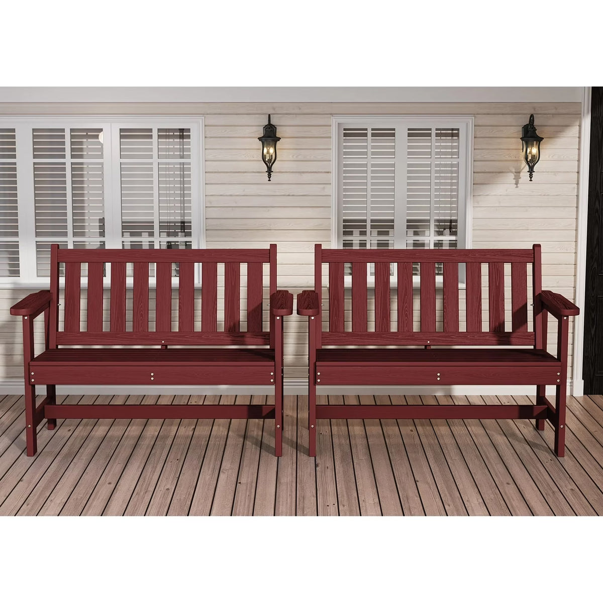 Nouveauté 2026 – Banc d'extérieur SERWALL pour 2 personnes, en PEHD résistant aux intempéries avec renforts en aluminium, supporte jusqu'à 300 kg, confortable pour terrasse, jardin et véranda, noir