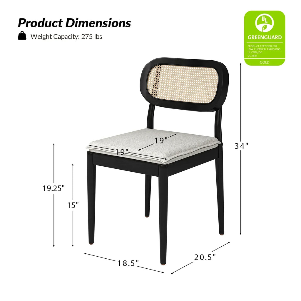 Nouveauté 2026 – Ensemble de 2 chaises de salle à manger Rattan , fauteuils en bois avec coussins amovibles, style gland, pour la maison, la cuisine ou le restaurant