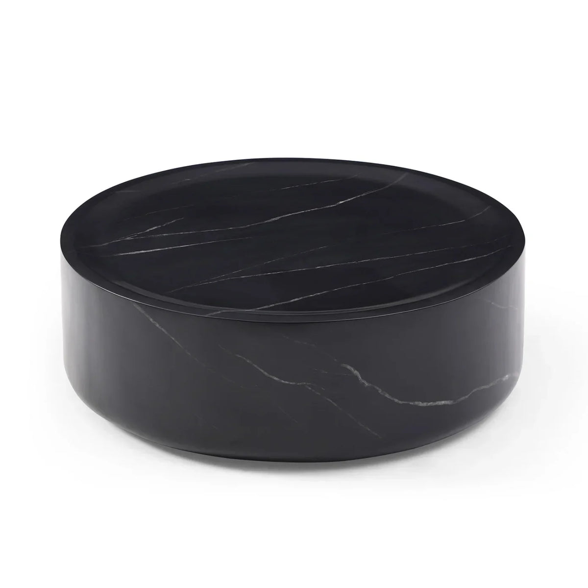 Nouveauté 2026 – Table basse ronde 31,49'' avec texture marbre, table basse circulaire moderne en fibre de verre, table d'appoint pour salon ou extérieur, livrée montée, finition marbre
