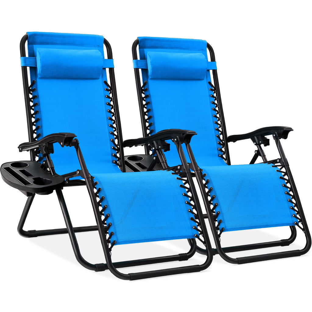 Nouveauté 2026 – Ensemble de 2 fauteuils inclinables zéro gravité Best Choice Products pour terrasse et piscine avec porte-gobelet - Gris