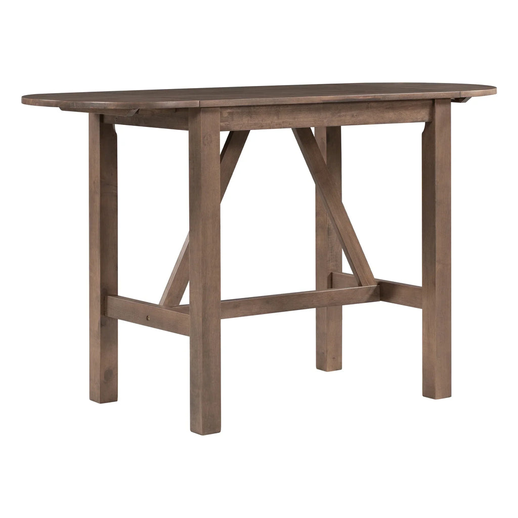 Nouveauté 2026 – Ensemble de salle à manger pliant 3 pièces en bois Harper & Bright Designs : table à abattants et 2 chaises de bar rembourrées, idéal pour les petits espaces, marron