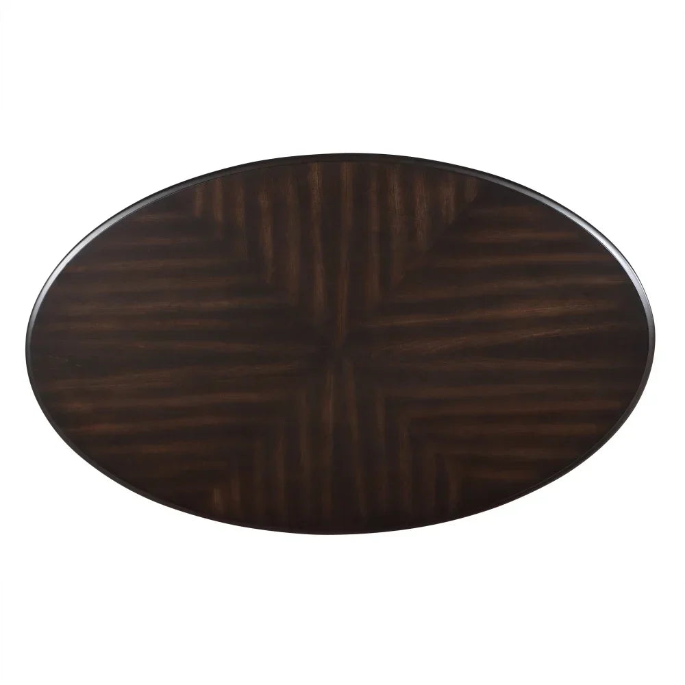 Nouveauté 2026 – Table basse ovale 42" avec étagère de rangement, table basse à deux niveaux en bois massif, style rétro traditionnel pour salon, supporte jusqu'à 181 kg, couleur cerisier