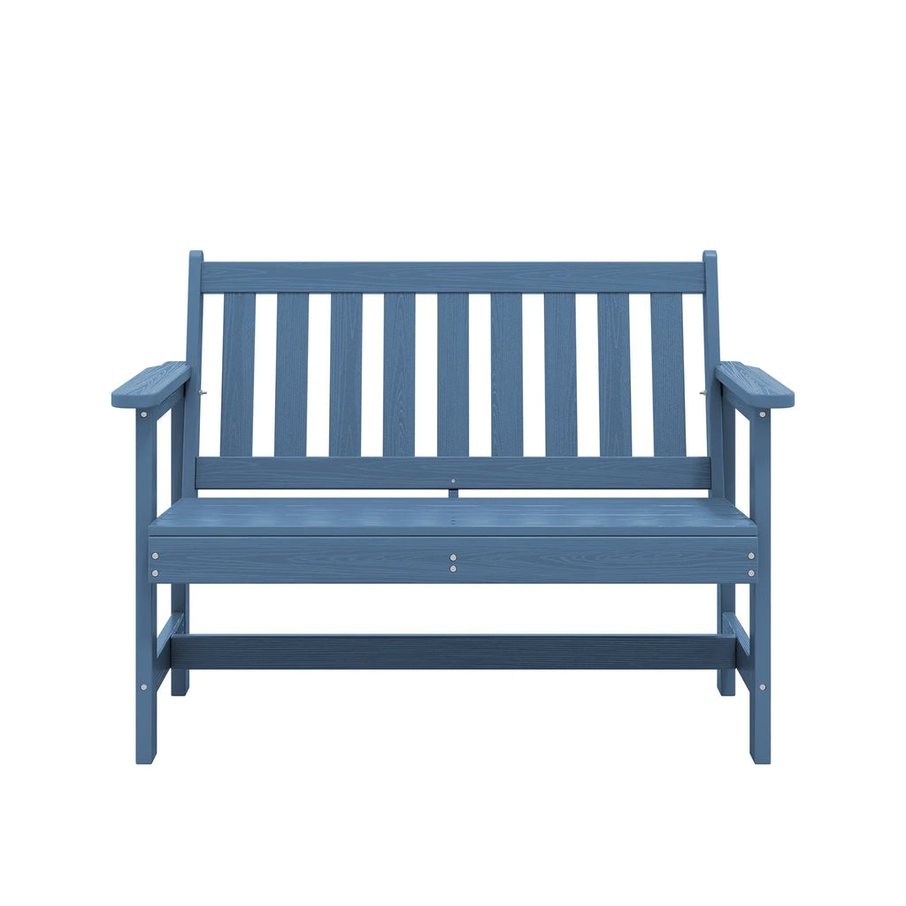 Nouveauté 2026 – Banc d'extérieur SERWALL pour 2 personnes, en PEHD résistant aux intempéries avec renforts en aluminium, supporte jusqu'à 300 kg, confortable pour terrasse, jardin et véranda, noir