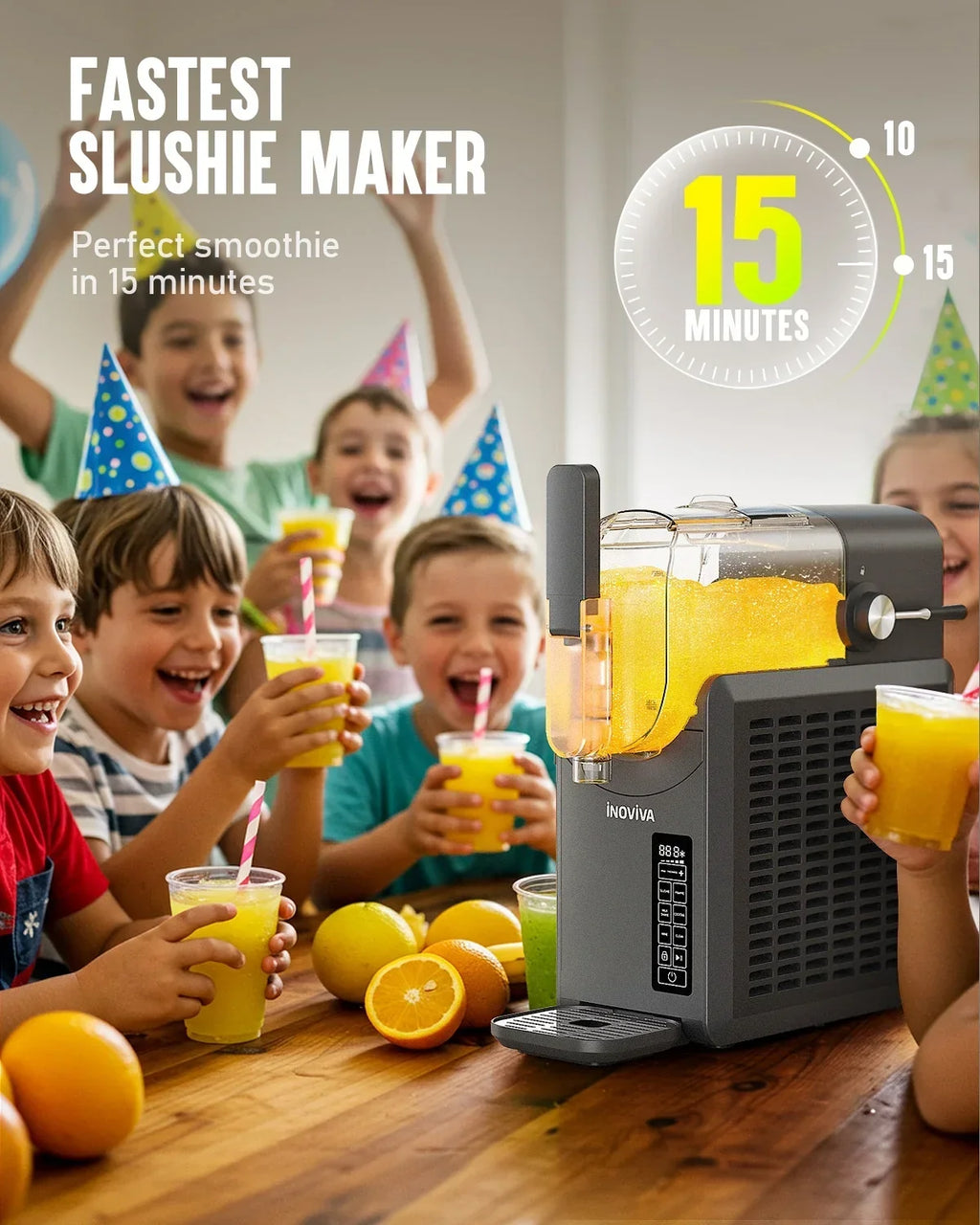 Nouveauté 2026 – Machine à granita INOVIVA , sans glace, 2,5 L (88 oz), avec fonction autonettoyante, 5 programmes prédéfinis, margaritas glacées, frappés, milkshakes et bien plus encore