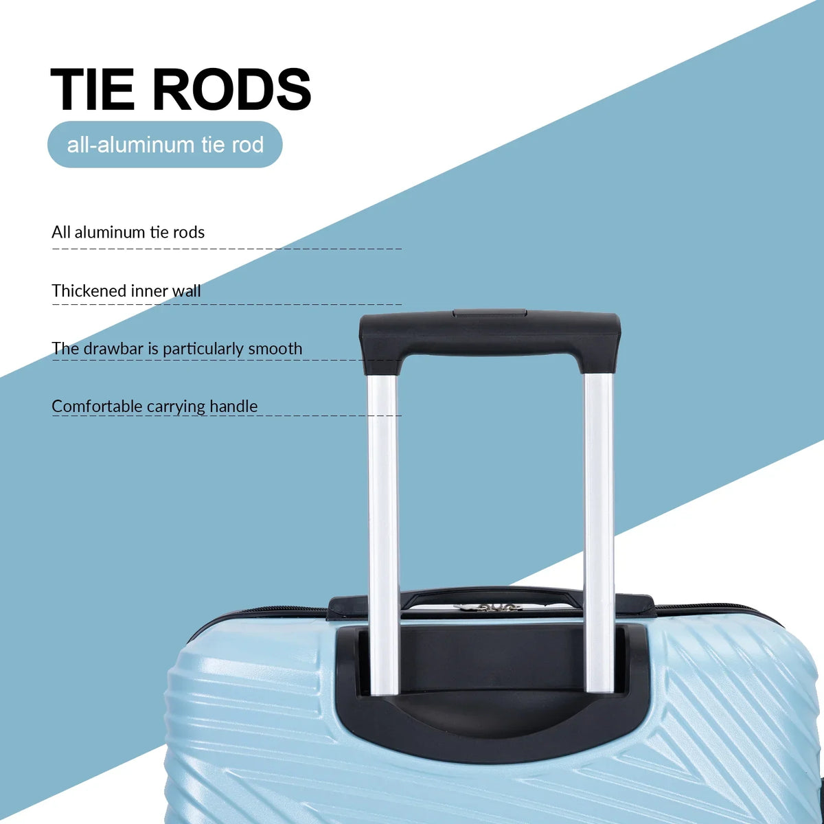 Nouveauté 2026 – Ensemble de 3 valises Tripcomp , valise rigide légère à roulettes multidirectionnelles 20 po, 24 po, 28 po (bleu