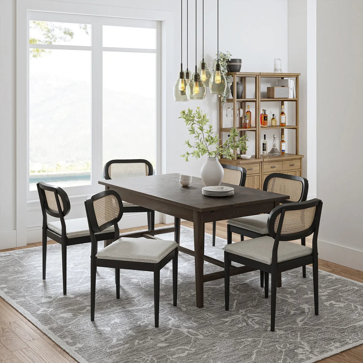 Nouveauté 2026 – Ensemble de 2 chaises de salle à manger Rattan , fauteuils en bois avec coussins amovibles, style gland, pour la maison, la cuisine ou le restaurant