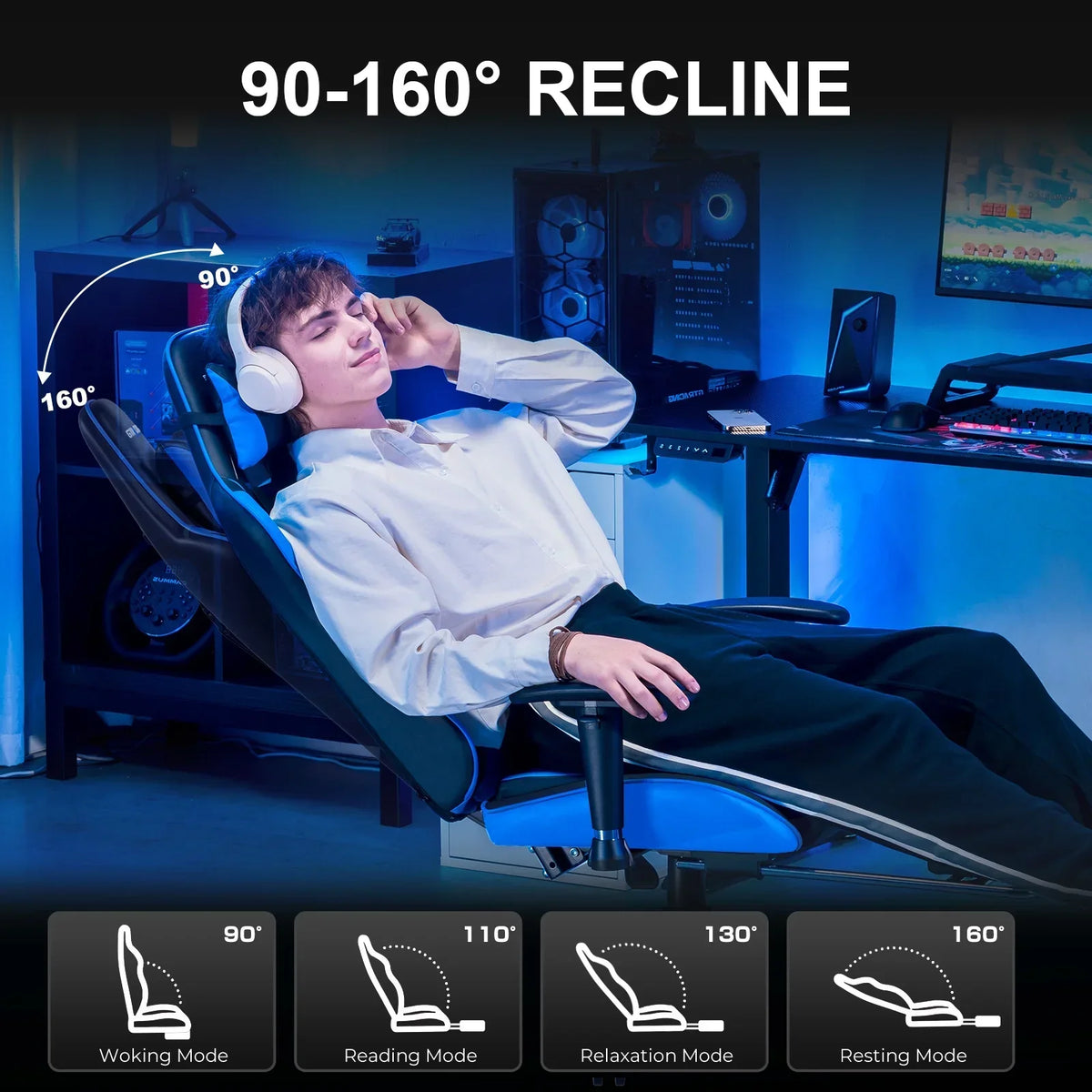 Nouveauté 2026 – Chaise de jeu GTRACING , chaise de bureau ergonomique avec soutien lombaire, revêtement en cuir PU, repose-pieds et appui-tête réglable, rouge