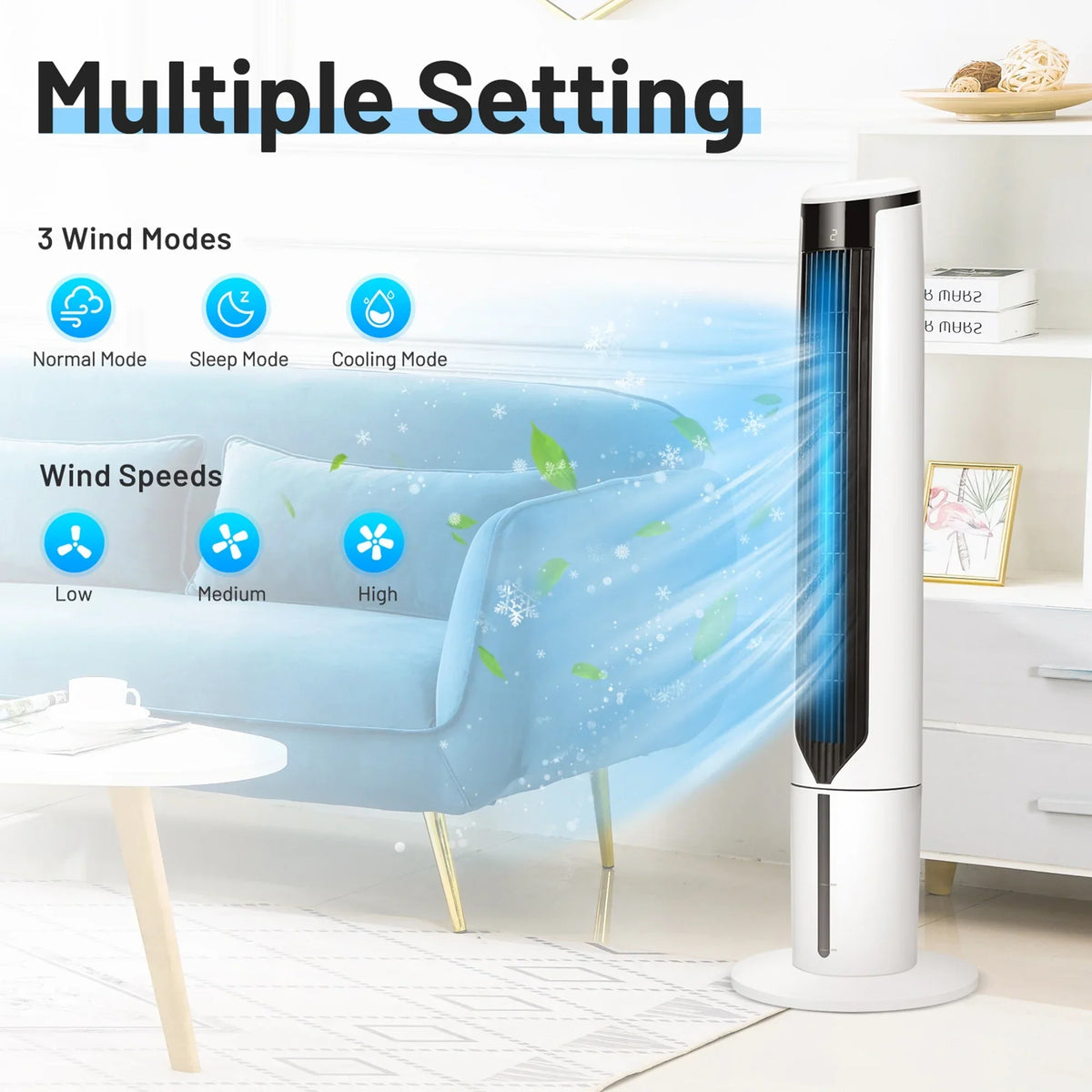 Nouveauté 2026 – Ventilateur tour Gymax 41'' 3 en 1 avec humidificateur et rafraîchisseur d'air par évaporation, télécommande incluse