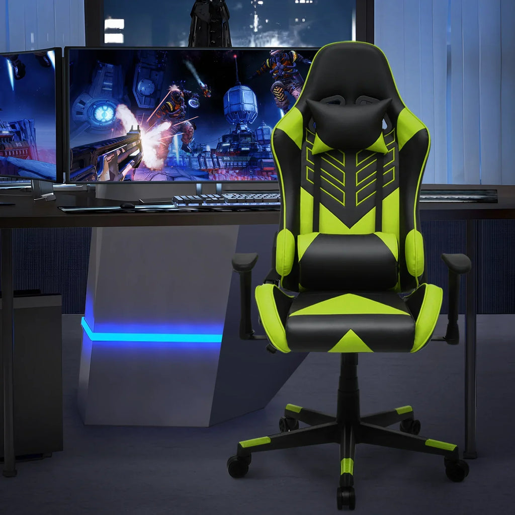 Nouveauté 2026 – Chaise de jeu ergonomique Magshion , chaise de jeu confortable, chaise de bureau en cuir, chaise de jeu pivotante et réglable, bleue
