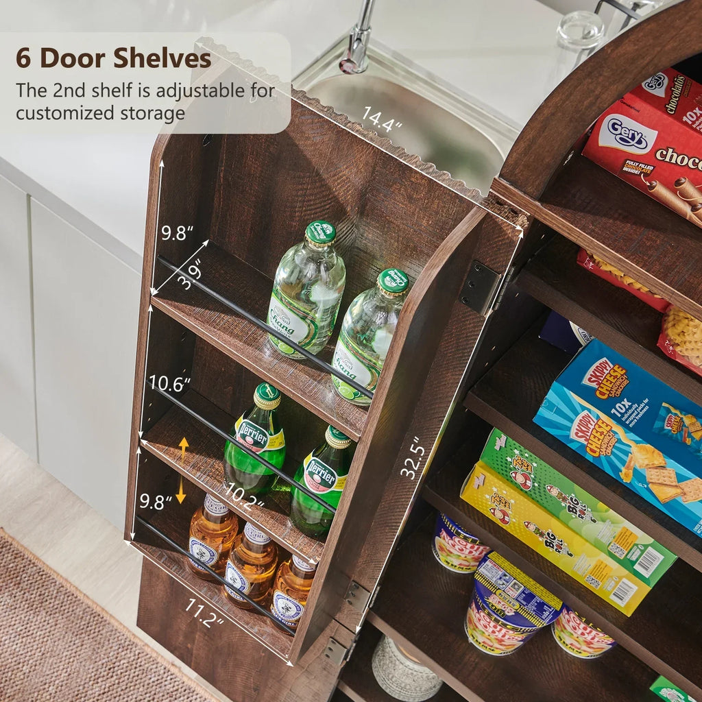 Nouveauté 2026 – Armoire de rangement de cuisine IFGET , 180 cm de haut, style arqué, avec étagères réglables, idéale pour la cuisine et la salle à manger