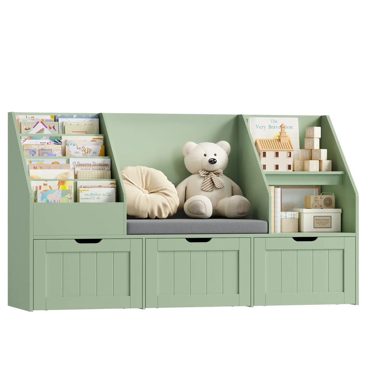 Nouveauté 2026 – Bibliothèque pour enfants Homfa avec coin lecture et 3 tiroirs amovibles, bibliothèque à 2 cubes avec étagères à livres à 4 niveaux, rangement pour jouets et jouets, idéale pour la chambre ou la salle de jeux, blanche