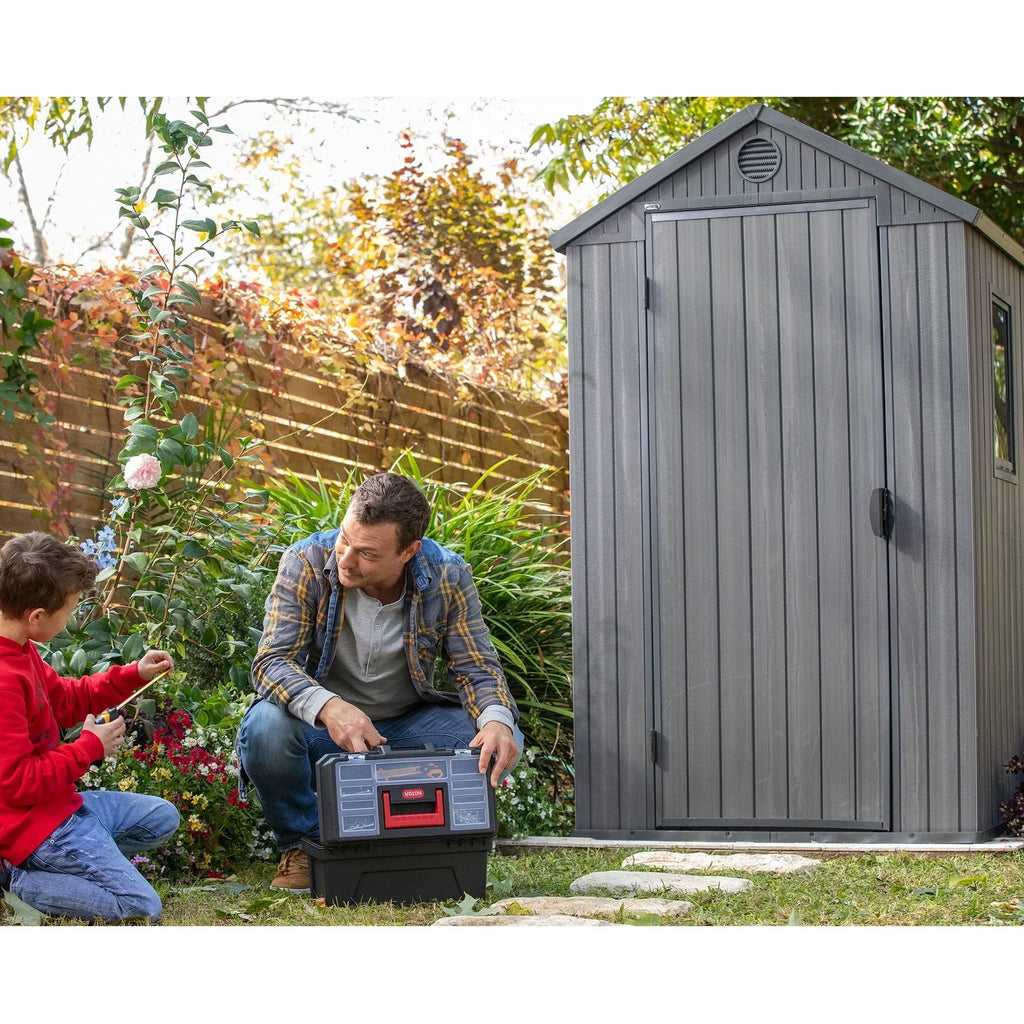 Nouveauté 2026 – Abri de jardin extérieur Keter Darwin , 1,22 m x 1,83 m, avec fenêtre, couleur graphite