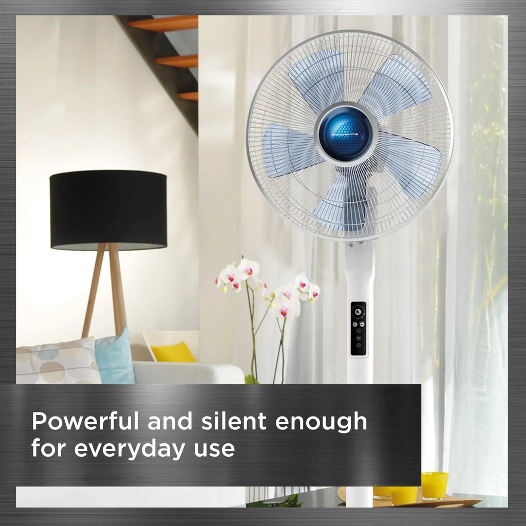 Nouveauté 2026 – Ventilateur sur pied Rowenta Turbo Silence avec télécommande, 53 pouces, portable, 5 vitesses, VU5670