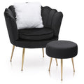 Nouveauté 2026 – Ensemble de 2 fauteuils d'appoint MoNiBloom , capitonnés en velours, avec coussin et repose-pieds. Fauteuil moderne rembourré, assise capitonnée et pieds en métal doré, idéal pour le salon. Couleur : noir