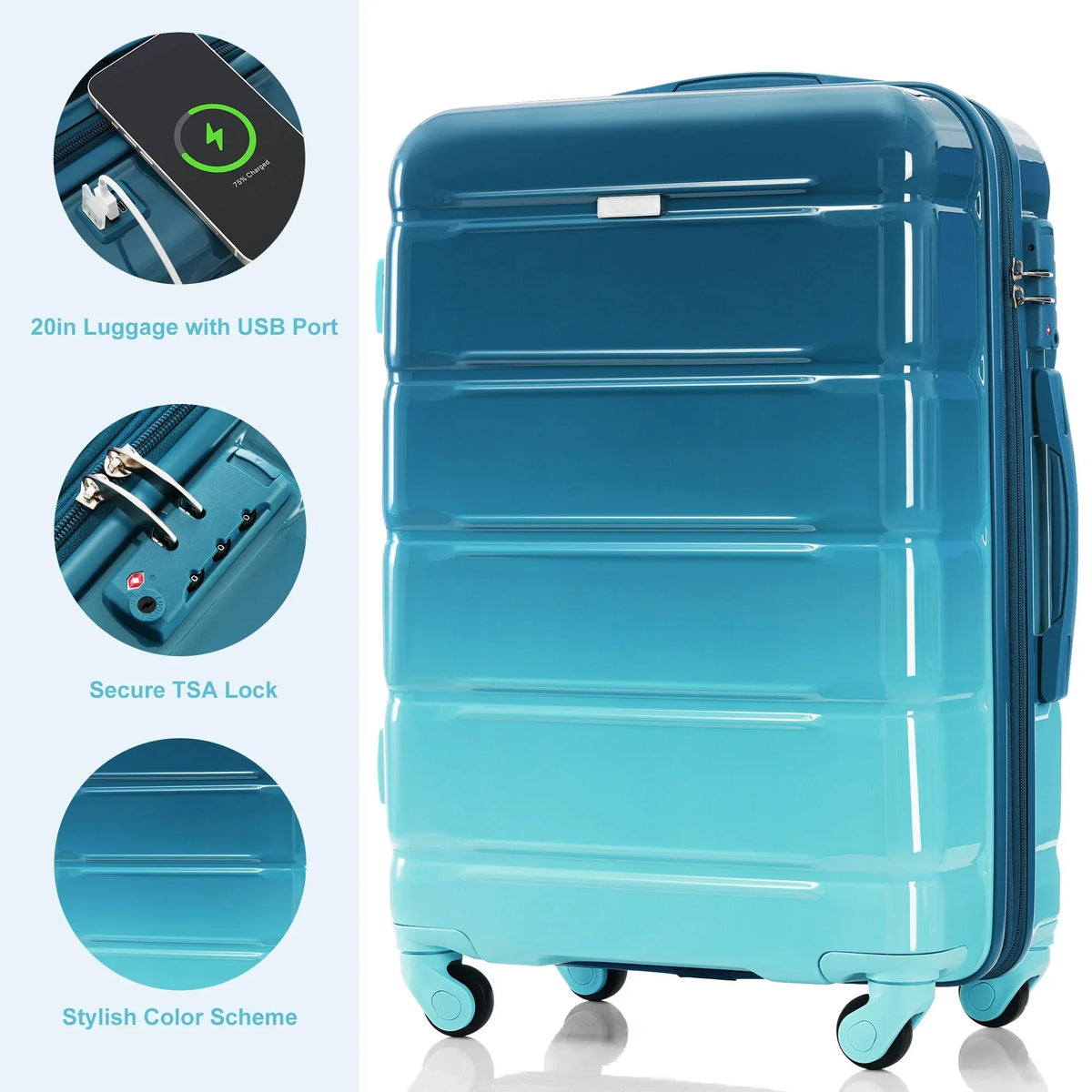 Nouveauté 2026 – Ensemble de 3 valises PAPROOS (51/61/71 cm), valise rigide légère avec port USB et crochets latéraux, bagage de voyage avec serrure TSA, valise à roulettes rigide pour l'école et les voyages, rose
