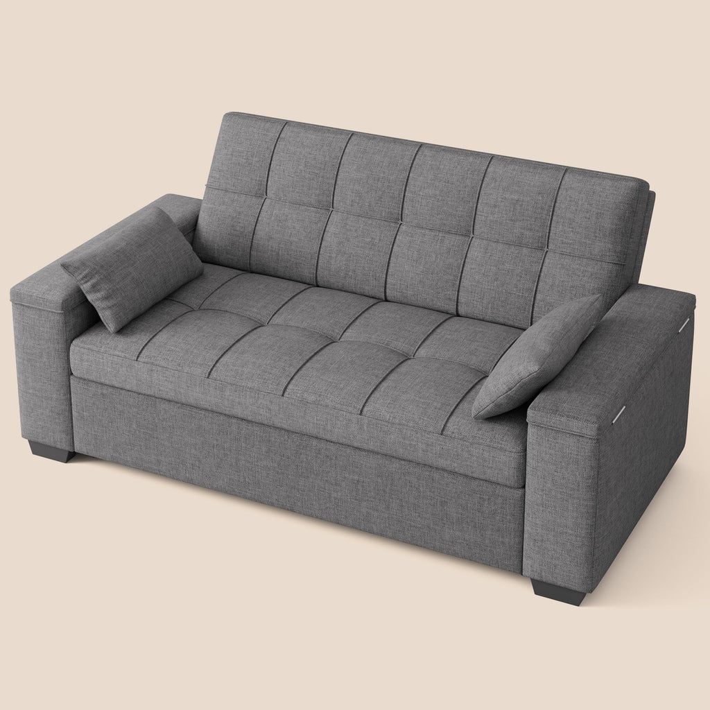 Nouveauté 2026 – Canapé-lit convertible 3 en 1 Lofka avec rangement, dossier réglable et fonction gigogne - Fauteuil-lit idéal pour les petits espaces et les appartements, gris foncé