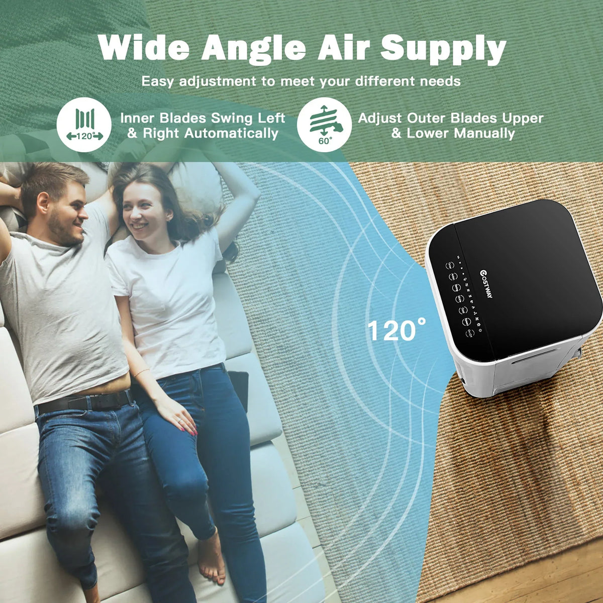 Nouveauté 2026 – Refroidisseur d'air évaporatif portable 4 en 1 Costway , réservoir d'eau de 12 L, 4 compartiments à glace