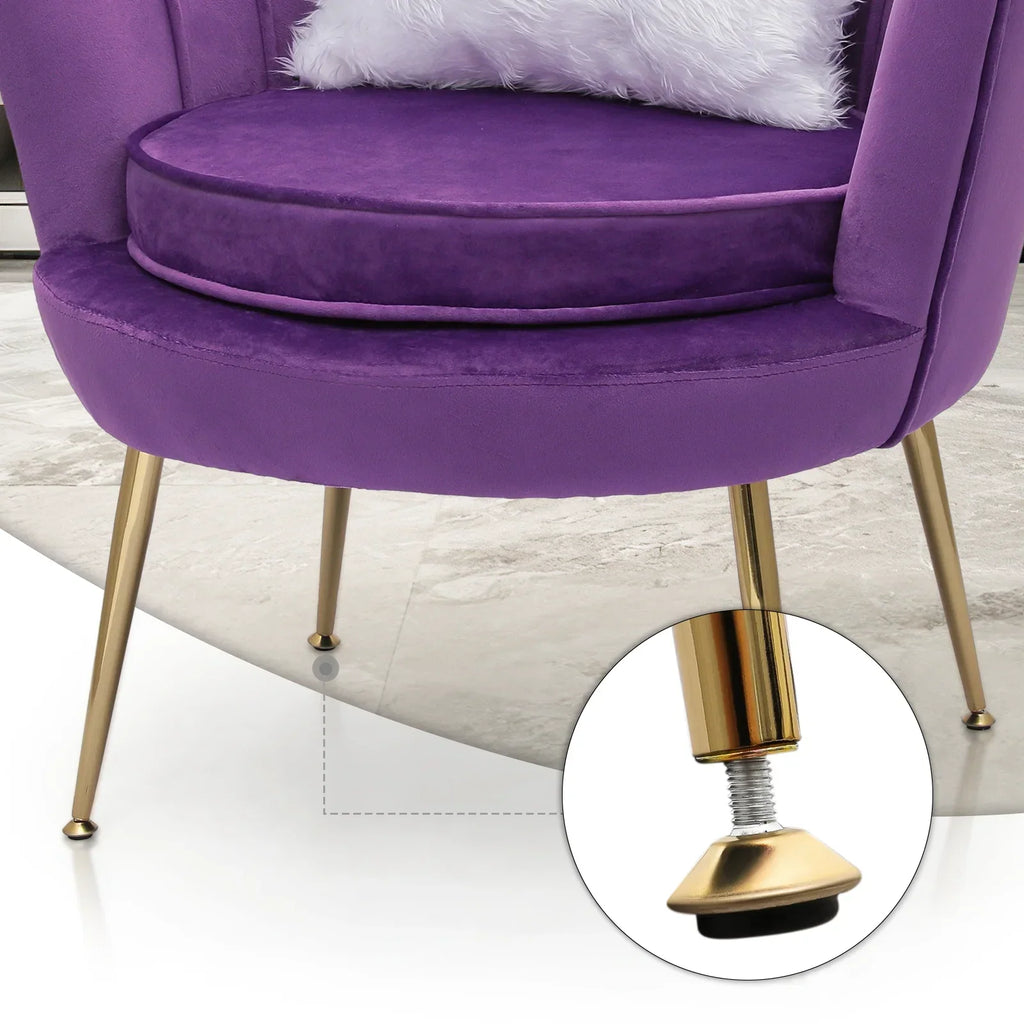 Nouveauté 2026 – Ensemble de 2 fauteuils d'appoint MoNiBloom , capitonnés en velours, avec coussin et repose-pieds. Fauteuil moderne rembourré, assise capitonnée et pieds en métal doré, idéal pour le salon. Couleur : noir