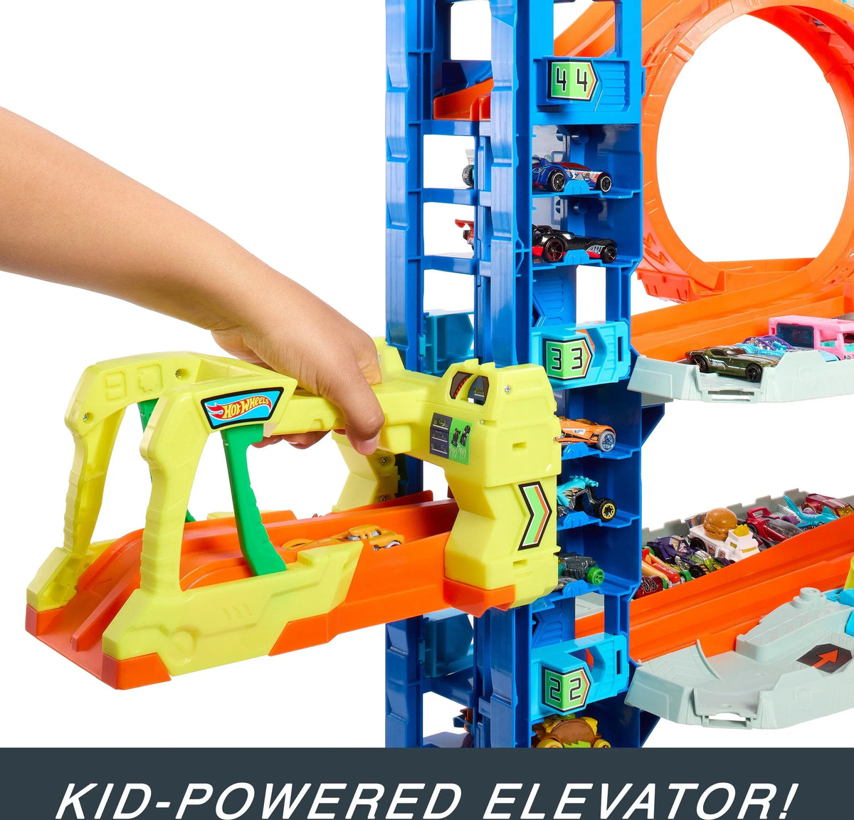 Nouveauté 2026 – Coffret de jeu Hot Wheels City Ultimate Garage avec 2 voitures miniatures, rangement pour plus de 50 voitures