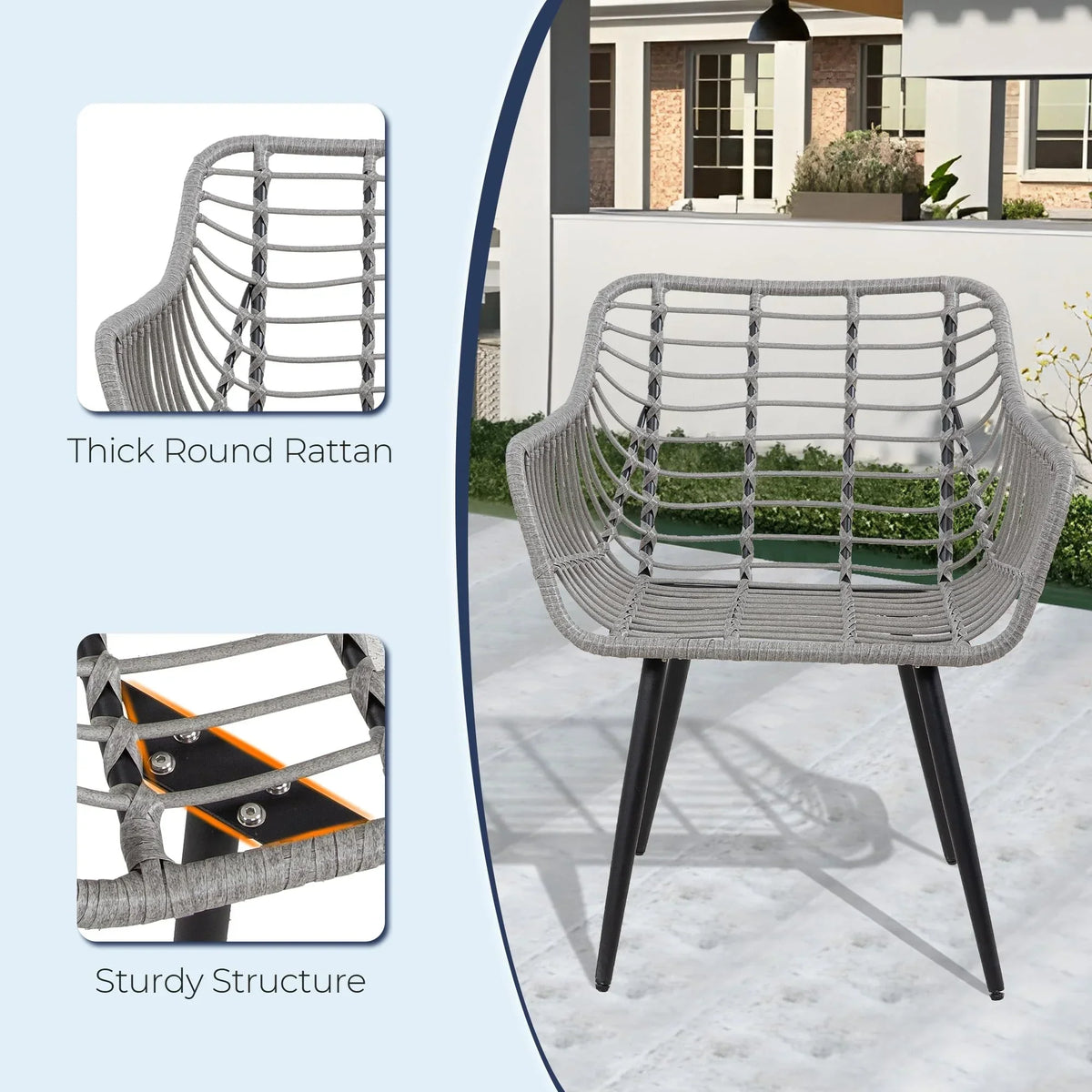 Nouveauté 2026 – Ensemble bistro de patio 3 pièces FHFO , mobilier d'extérieur en résine tressée pour balcon, appartement ou terrasse, ensemble table et chaises en rotin (2 pièces), beige