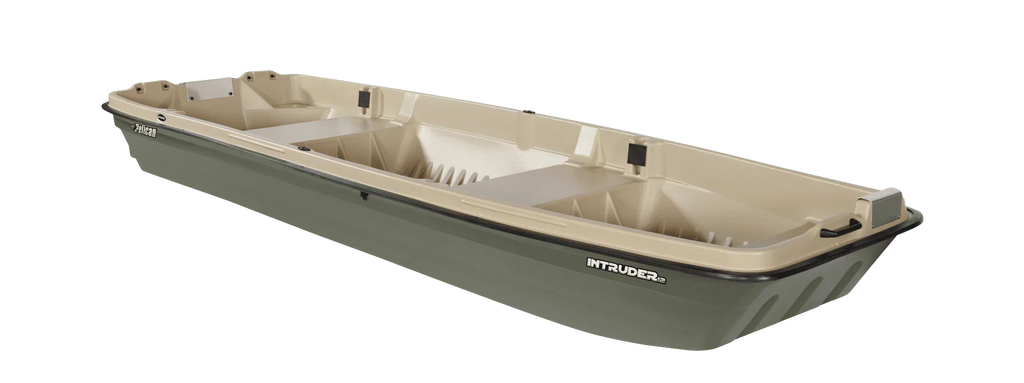 Nouveauté 2026 – Pelican - Bateau Intruder 12 - Bateau de pêche Jon - 3,66 m (12 pi) - Idéal pour la chasse et la pêche, kaki/beige