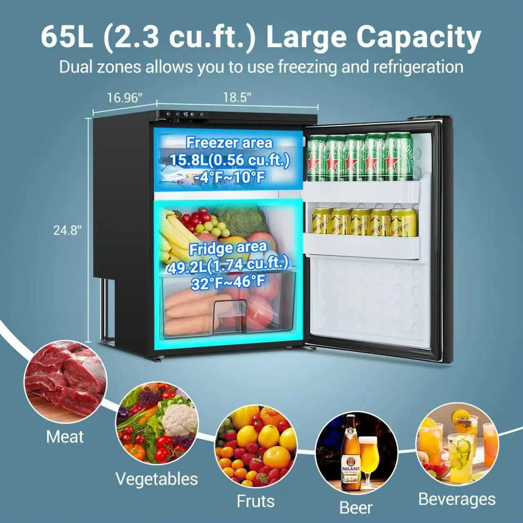 Nouveauté 2026 – Réfrigérateur BODEGACOOLER 12 volts , compatible avec les camping-cars et les véhicules de loisirs, contrôlable par application, 65 L (2,3 pi³), avec serrure, compresseur de voyage 12/24 V CC (4A-46A) pour camions, camping-cars et vé