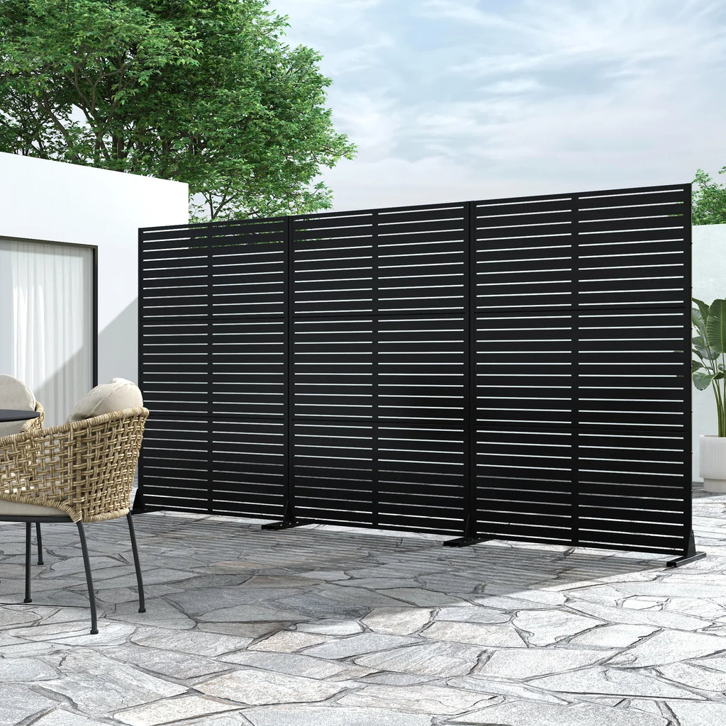 Nouveauté 2026 – Panneau de séparation extérieur en métal noir MAYEERTY 72*47" pour patio, style classique à persiennes