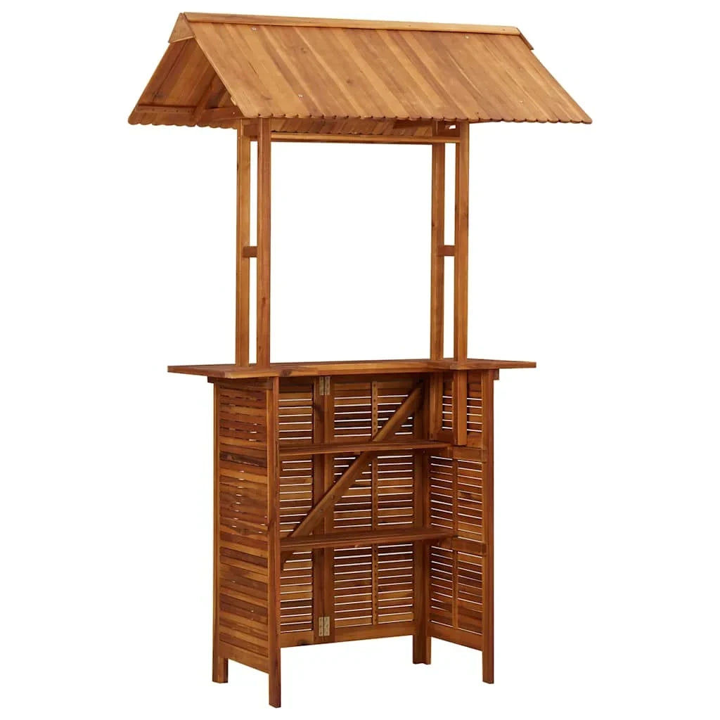 Nouveauté 2026 – Table de bar de patio vidaXL avec plateau en bois d'acacia massif, 113 x 106 x 217 cm
