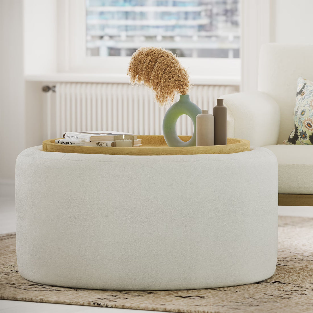 Nouveauté 2026 – Table basse Beautiful Drew Stowaway avec rangement, par Drew Barrymore, couleur crème
