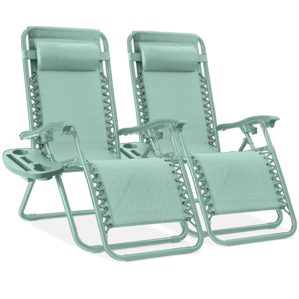 Nouveauté 2026 – Ensemble de 2 fauteuils inclinables zéro gravité Best Choice Products pour terrasse et piscine avec porte-gobelet - Gris