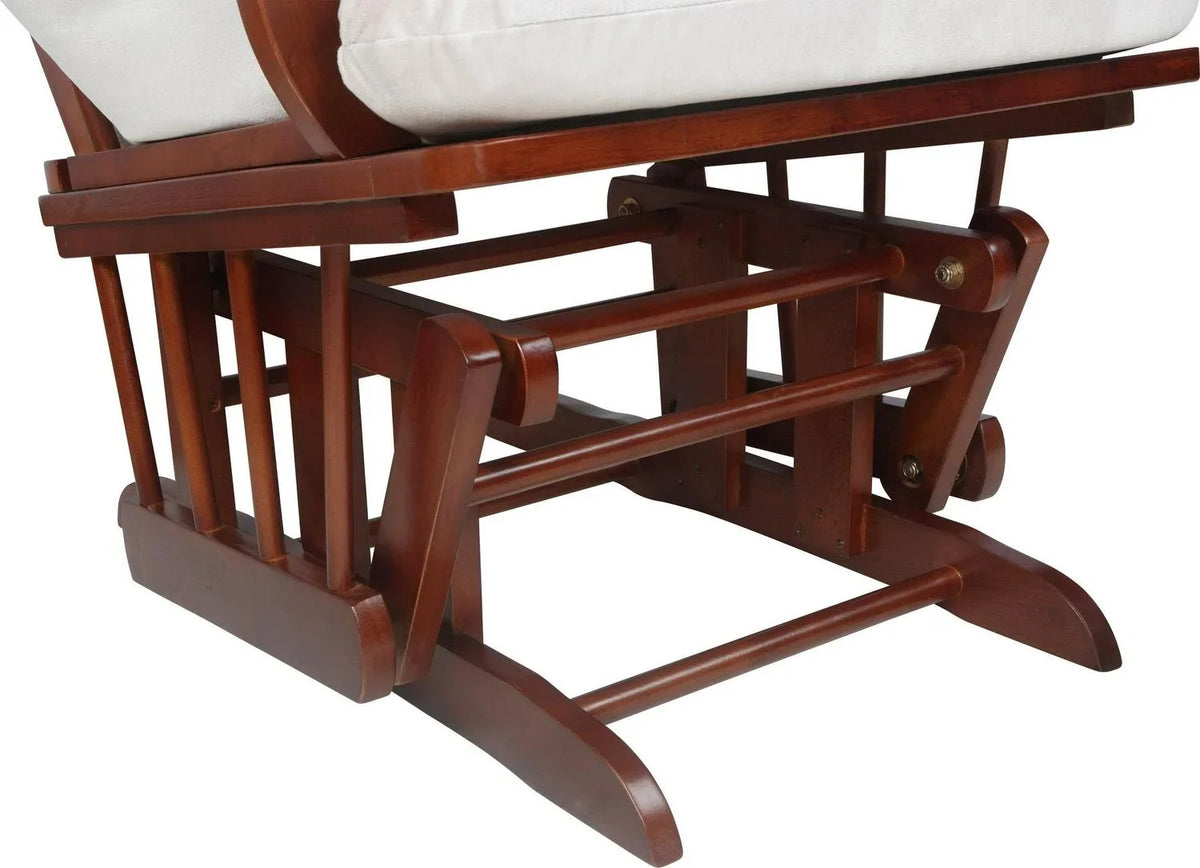 Nouveauté 2026 – Fauteuil à bascule Alice et repose-pieds avec coussin, finition espresso, coussins beiges, AFG
