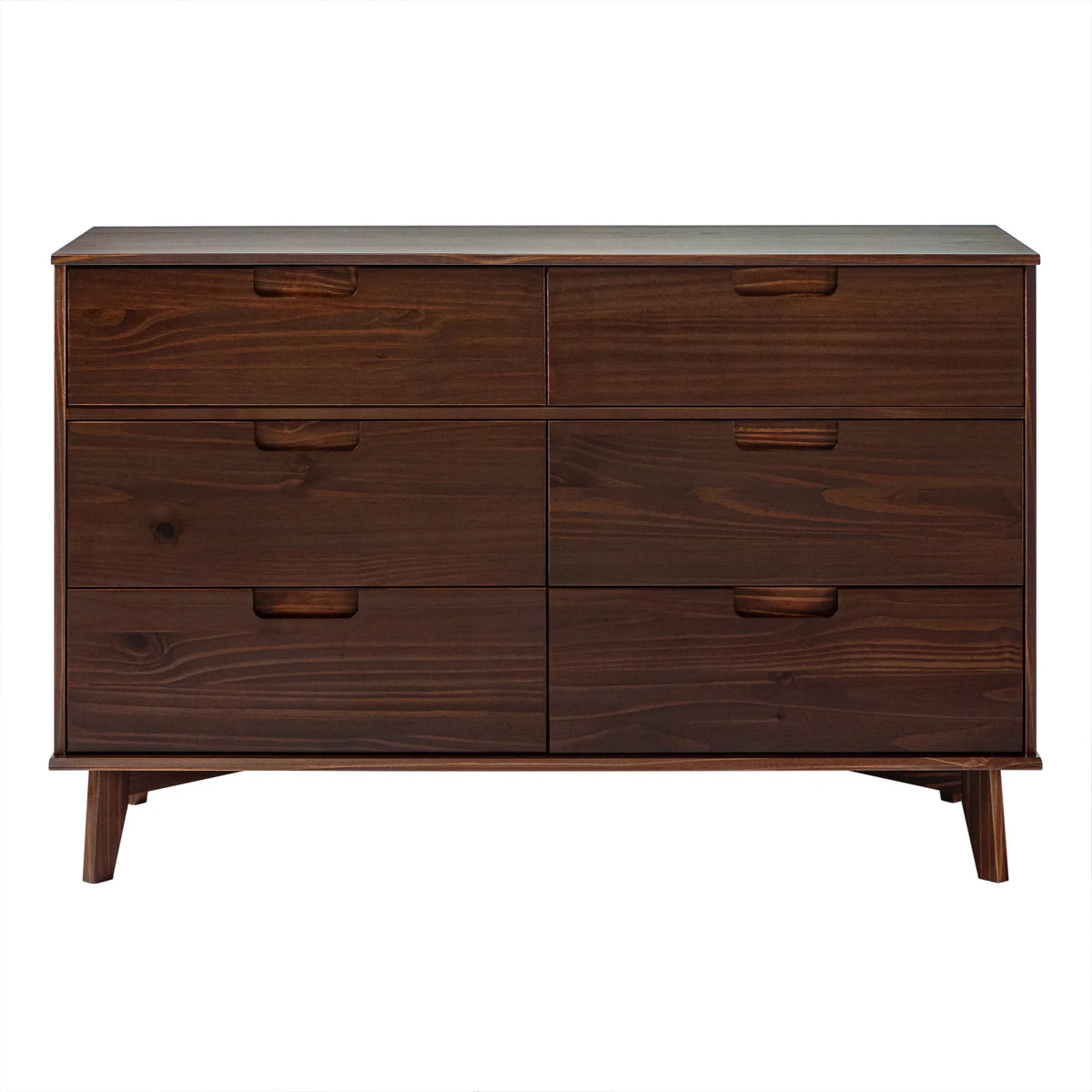 Nouveauté 2026 – Commode Walker Edison Sonoma 6 tiroirs en bois massif couleur caramel